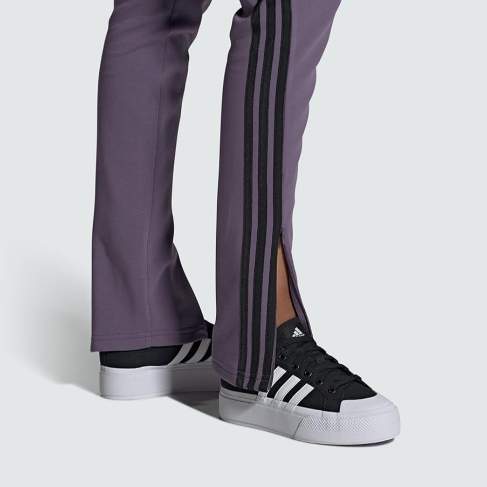 Adidas Black Canvas Platform Sneaker with White Stripes - Picture 2 of 10